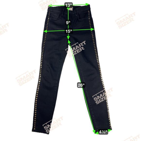 L'Agence Margot Skinny High Rise Gold Studded Stretch Jeans Noir Black Size 26 - Picture 6 of 12
